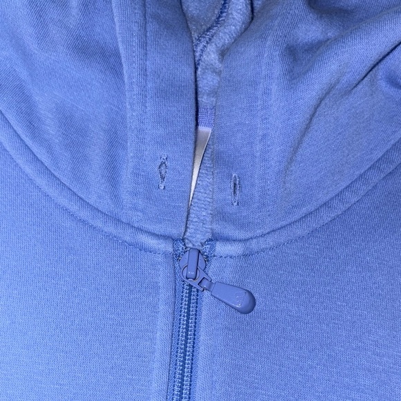 Gently Loved Adidas Light Blue Hoodie with White Stripes **Missing Drawstring ** - Picture 3 of 10